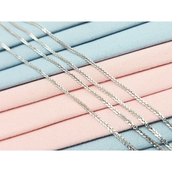 Unique Thin 14K Solid White Gold Designer Franco Link Chain Necklace 18" Length